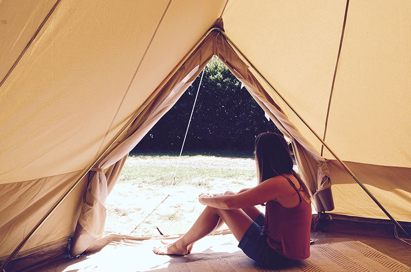 Image of a girl glamping