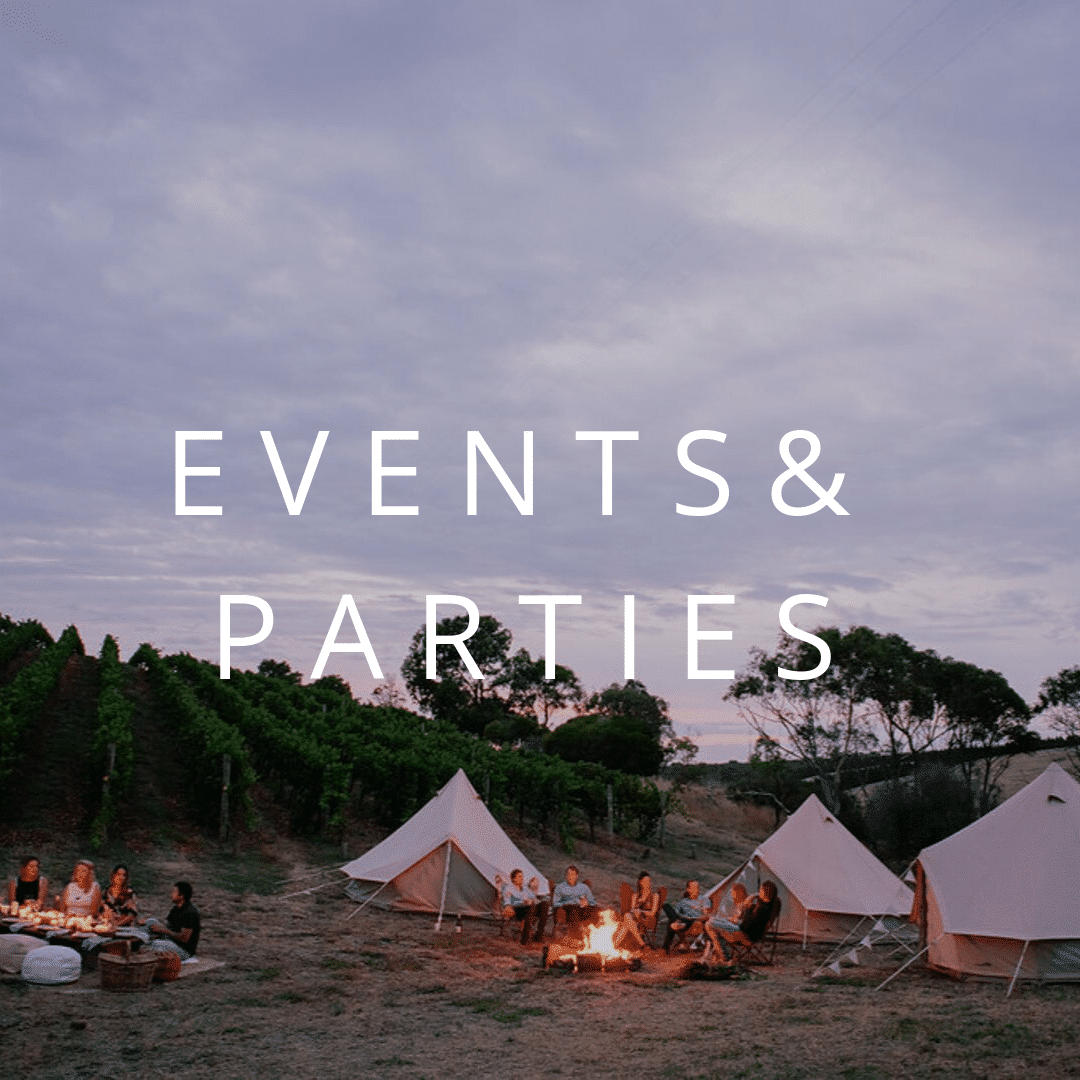 Button to view more information on event hire and parties